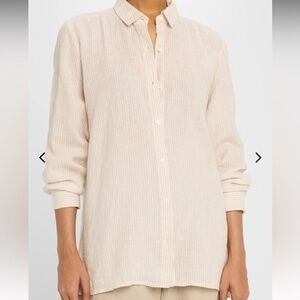Eileen Fisher Puckered Striped Organic Linen Shirt